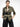 Model wears the asymmetric body piece styled with a linen green shirt and black pants