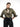a female model wearing thin black yvy eyelet belt with silver hardware over black pants, yvy leather eyelet choker and green linen long sleeve shirt