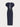 yvy navy blue long plisse dress with black curve belt with silver hardware, back view