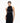 A female model in sleek yvy black ribbed knit dress with architectural yvy leather snake bustier detail 