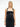 A female model wearing a black leather yvy harness with silver hardware over a strapless black dress, featuring double buckle details for an edy, structured look